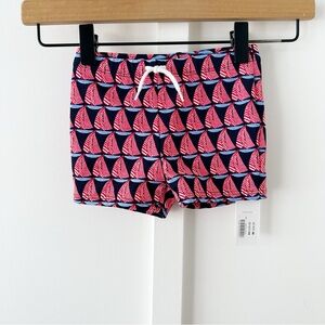 JANIE & JACK navy sailboat swim trunks
